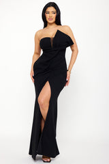 Glitter Fabric Twist Ribbon Front Maxi Dress