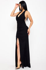 Glitter Halter Neck Maxi Dress