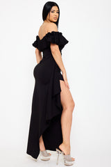Crezia Fabric Ruffle Off The Shoulder Maxi Dress