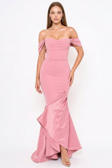 Symphony Dress - Satin Contrast Bottom Mermaid Maxi Dress