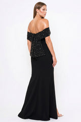 Symphony Dress - Pearl Beaded Detail Off The Shoulder Mermaid Maxi Dress