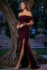 Symphony Dress - Pearl Beaded Detail Off The Shoulder Mermaid Maxi Dress