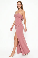 Pearl And Rhinestone Embellished Maxi Dress
