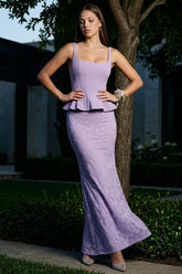 Lace Skirt Peplum Maxi Dress