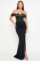 Symphony Dress - Satin Top With Overlay Mesh Maxi Dress