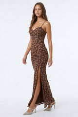 Tiny Floral Print On Lace Maxi Dress