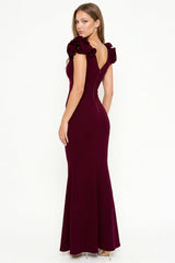 Symphony Dress - Techno Crepe Ruffle Detail Maxi Dress
