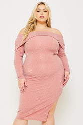 Symphony Dress - Rhinestone Off The Shoulder Plus Size Night Out Midi Dress
