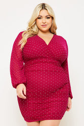 Symphony Dress - Rhinestone On Mesh Plus Size Night Out Mini Dress