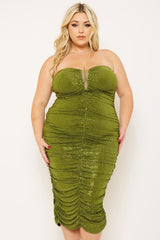 Symphony Dress - Sequin Sweetheart Neck Plus Size Night Out Midi Dress