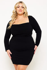 Symphony Dress - Square Neck Wired Waist Plus Size Night Out Mini Dress