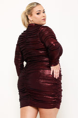 Symphony Dress - Slinky Foil Shirt Plus Size Night Out Mini Dress