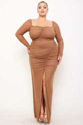Symphony Dress - Rhinestone On Mesh Ruched Plus Size Night Out Maxi Dress