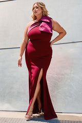 Symphony Dress - Fabric Contrast Of Techno Crepe And Satin Plus Size Maxi Dress
