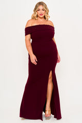 Symphony Dress - Pearl Beaded Detail Off The Shoulder Mermaid Plus Size Maxi Dress