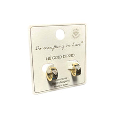 Gold Huggie Hoop Earrings with Hearts