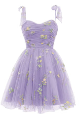 Black A-line Floral Short Princess Dress