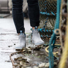 Women's 6 Inch Leather Ankle Deck Boot in Gray