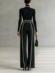 Linda™ | High-Neck Top & Wide-Leg Pants Set with Belt