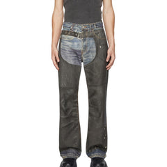 Acne Studios Men's Women's Four Seasons Fashion Solid Color Button Printed Loose Denim Wide Leg Pants Ngvp #8516