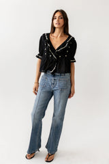 Suzie Embroidered Blouse in Black FINAL SALE