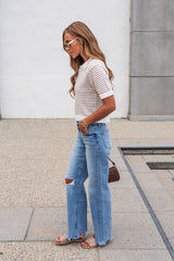 Adair Striped Sweater - Dark Taupe