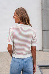Adair Striped Sweater - Dark Taupe