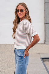 Adair Striped Sweater - Dark Taupe