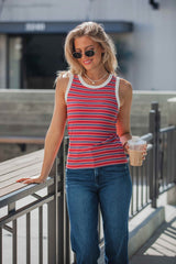 All-Day Stripe Tank Top - Red