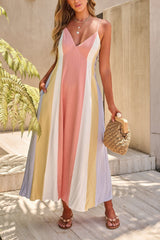 Amalfi Stripe Linen Midi Dress - Multi