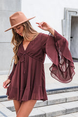 Amara Ruffled Mini Dress - Brown