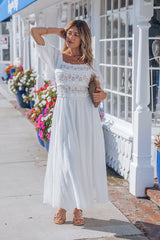 Angelica White Ruched Midi Dress - FINAL SALE