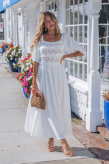 Angelica White Ruched Midi Dress - FINAL SALE