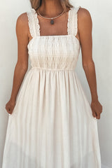 Arwen Ruffle Smocked Midi Dress - Natural-FINAL SALE