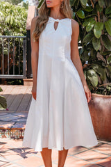 Aureum Keyhole Midi Dress - White - FINAL SALE