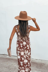 Azalea Floral Maxi Dress - Brown