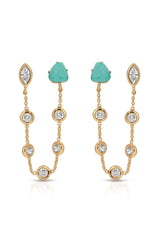 Double Piercing Turquoise Earrings
