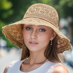 Women's Wide-Brim Sun Hat – Foldable Elegance with UV Protection