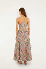 Off-White Peasant Floral Butterflies Maxi Skirt