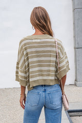 Bellamy Striped Linen Sweater - Olive