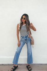 Black and White Striped Tank Top-FINAL SALE