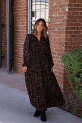 Black Multi Floral Print Tiered Midi Dress