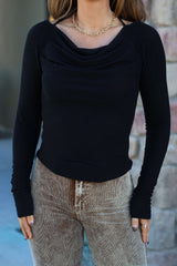 Black Ruched Long Sleeve Top - FINAL SALE