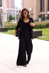 Black Ruched Sleeve Blazer
