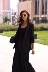 Black Ruched Sleeve Blazer