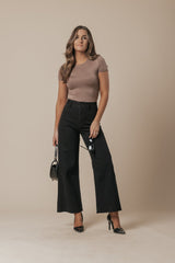 Black Straight Wide Leg Jeans