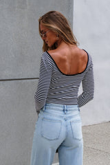 Black & White Striped Boatneck Top