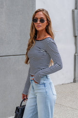 Black & White Striped Boatneck Top