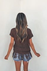 Boho Fringe Sweater - Brown
