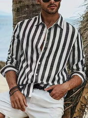 Men's Striped Casual Shirt – Lightweight Long Sleeve Shirt for Everyday Wear